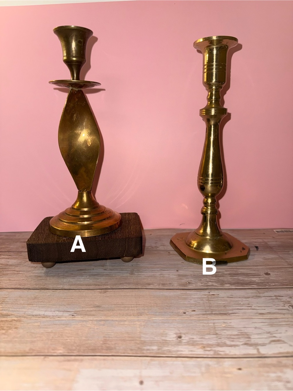 Vintage Brass Candlestick Holders Set – Eclectic Mismatched Pair